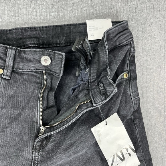 New Bootcut ZARA High Rise Flare Black Jeans Women 6/28X33 1/2 Distressed - Picture 13 of 16